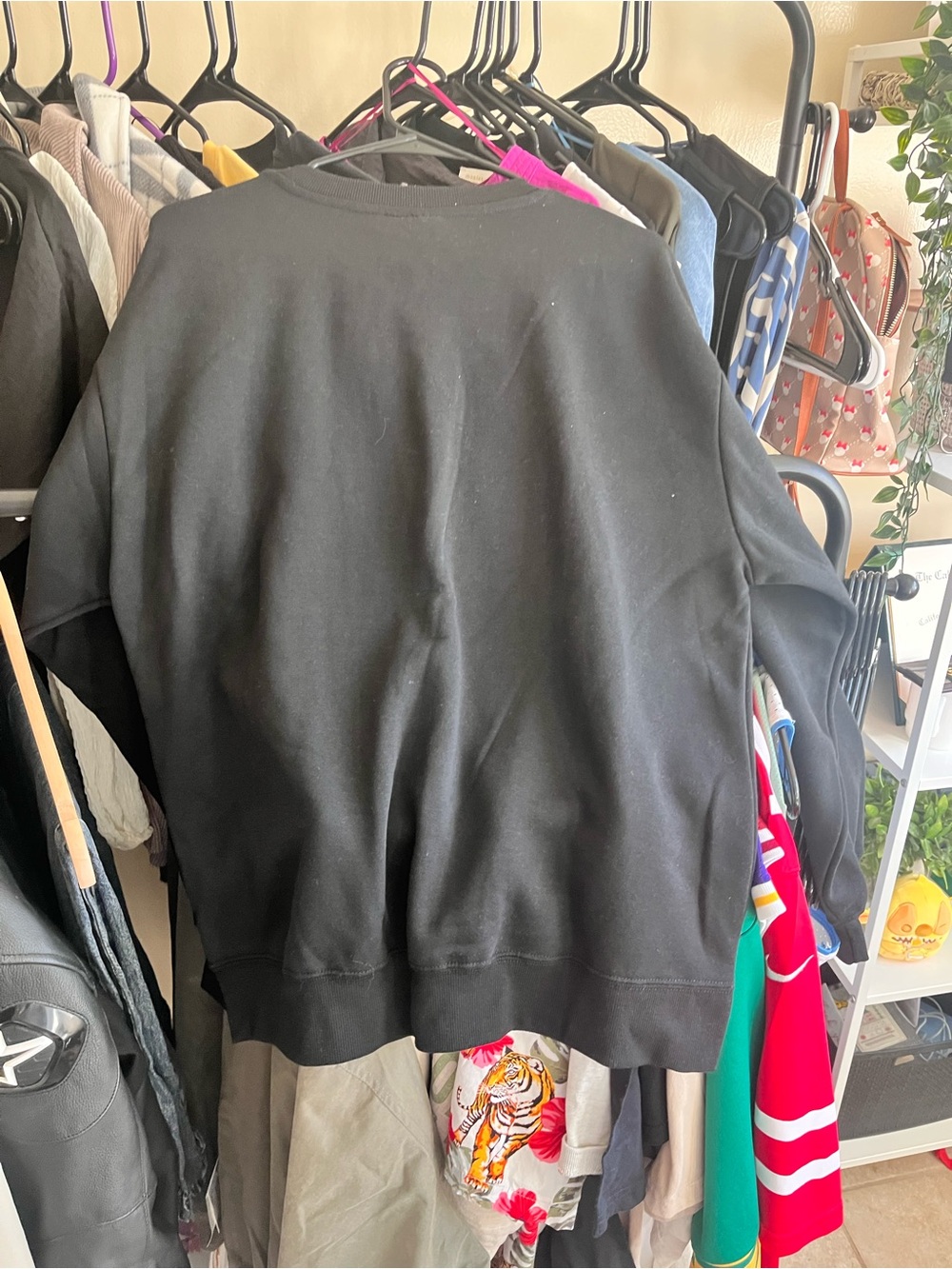 Peanuts Black Crewneck Sweatshirt with Beige & White Snoopy Graphic - Picture 2 of 3